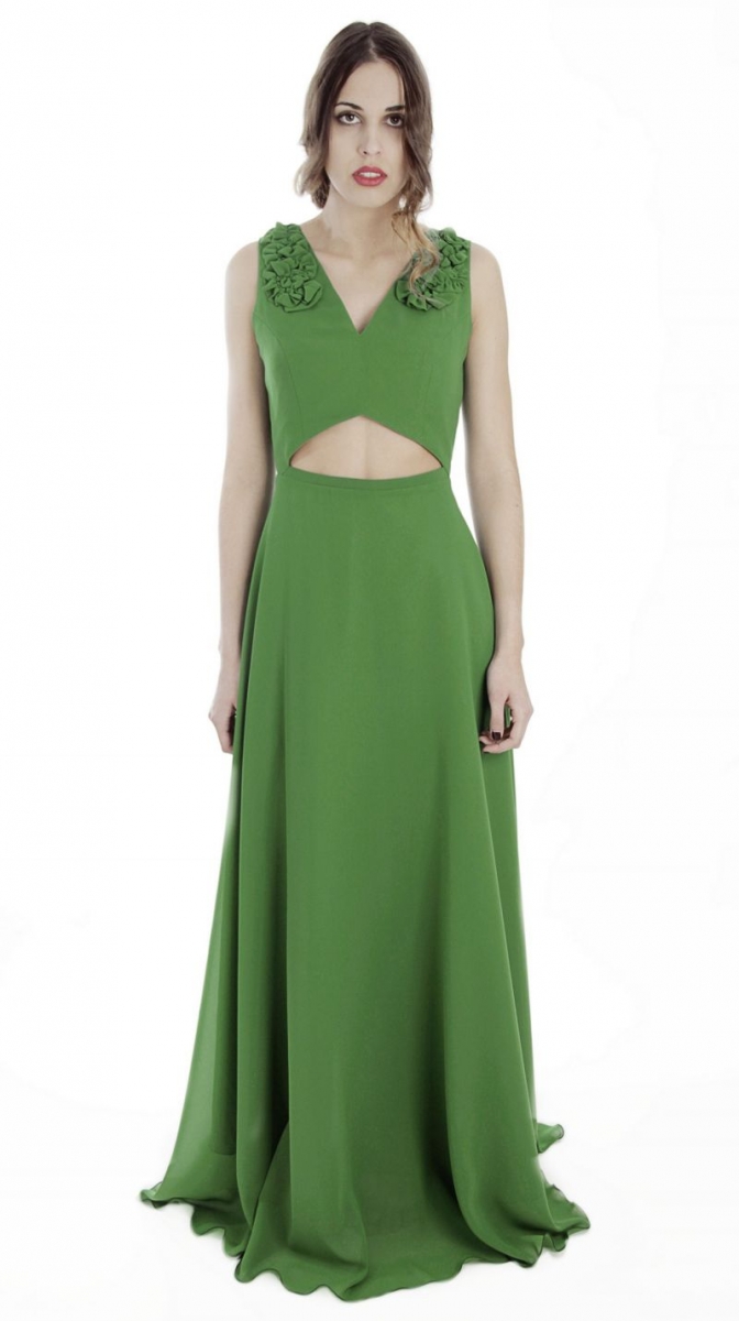 Delphine Cabestro Novio Gasa Vestidos Cortos Verde Lima main image 1